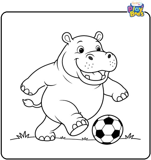 Hippo Playing Soccer Coloring Page Hippo Playing Soccer Coloring Page
