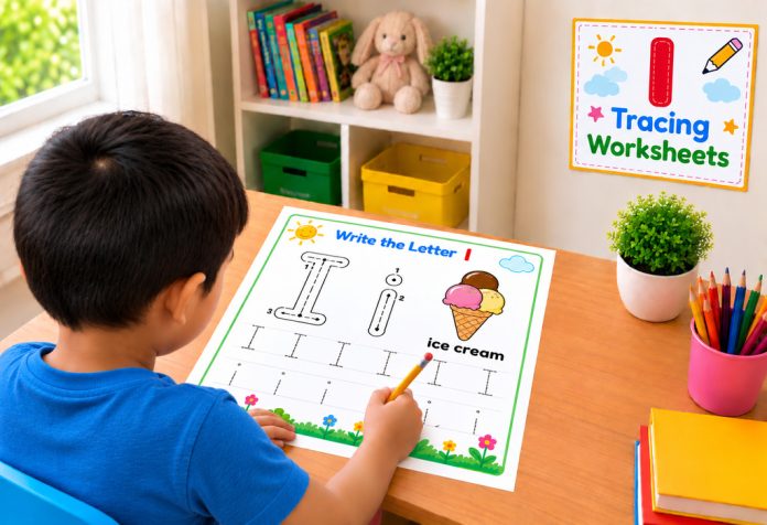 Letter I Tracing Worksheets Uppercase & Lowercase