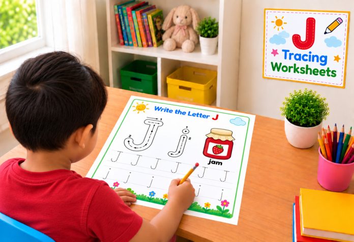 Letter J Tracing Worksheets Uppercase & Lowercase