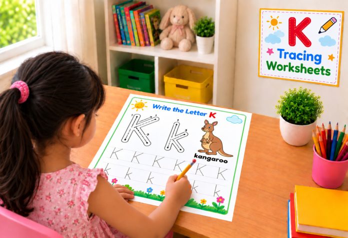 Letter K Tracing Worksheets Uppercase & Lowercase