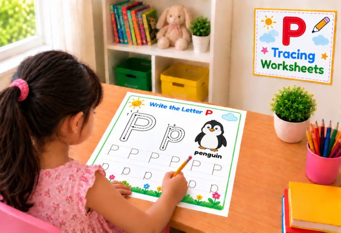 Letter P Tracing Worksheets Uppercase & Lowercase