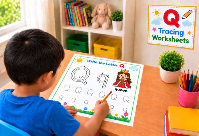 Letter Q Tracing Worksheets Uppercase & Lowercase