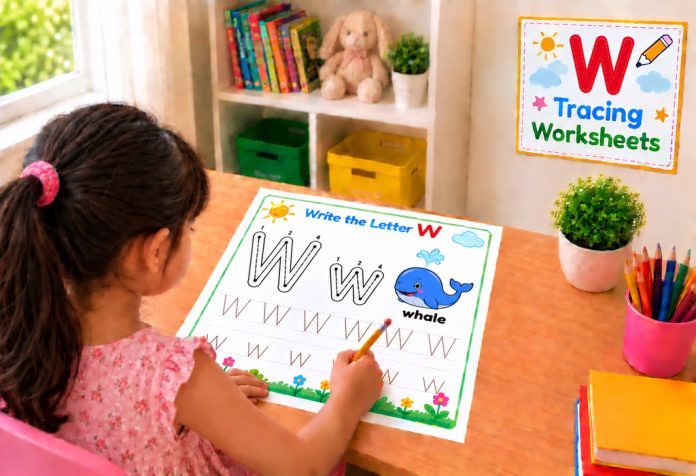 Letter W Tracing Worksheets Uppercase & Lowercase