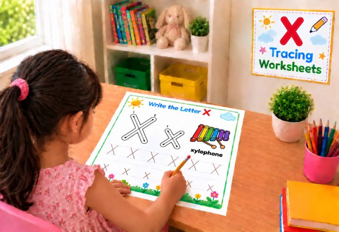 Letter X Tracing Worksheets Uppercase & Lowercase