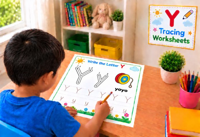 Letter Y Tracing Worksheets Uppercase & Lowercase