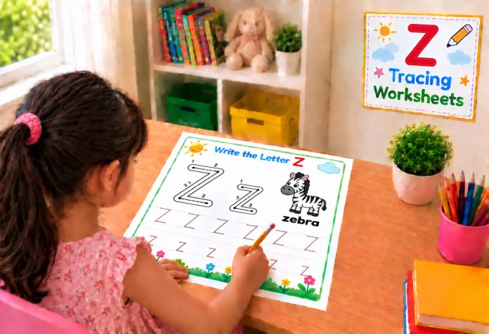 Letter Z Tracing Worksheets Uppercase & Lowercase