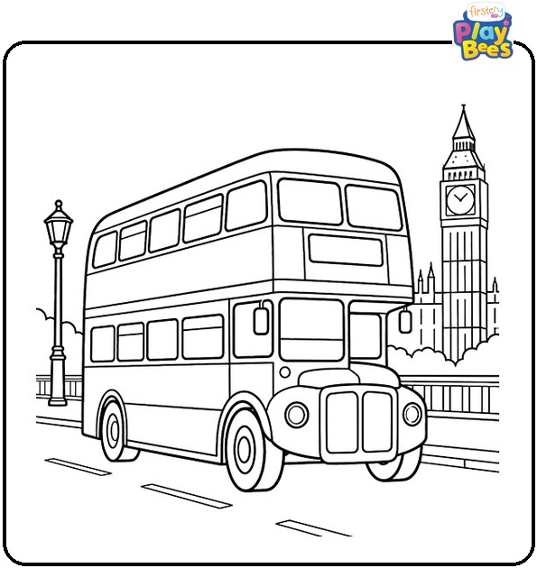 London Double-Decker Bus Coloring Page