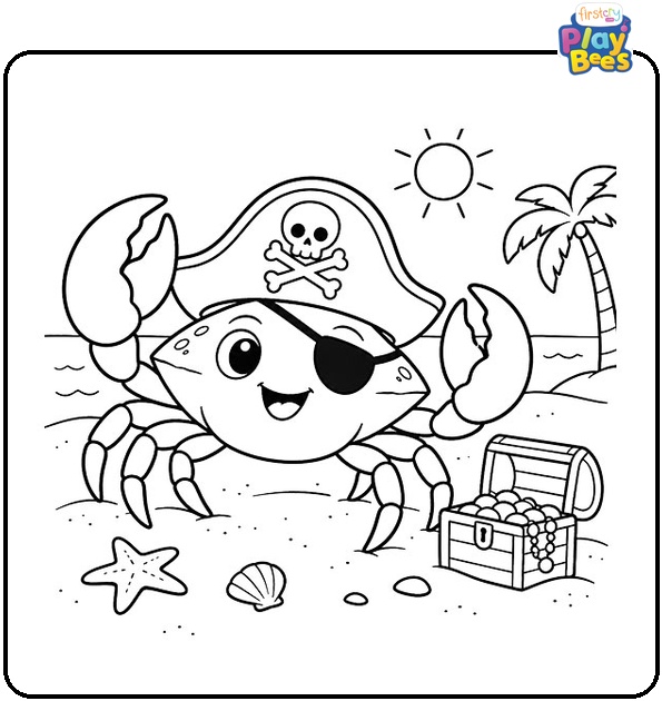 Pirate Crab Coloring Page