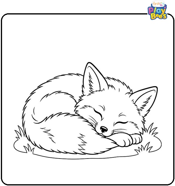 Sleeping Fox Coloring Page