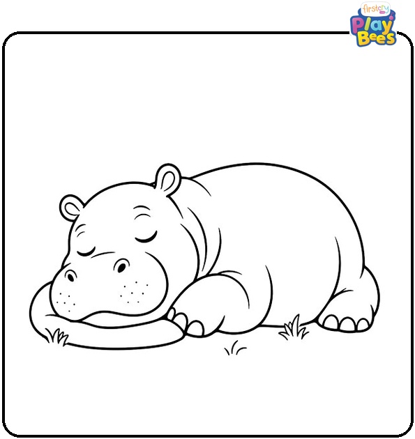 Sleeping Hippo Coloring Page Sleeping Hippo Coloring Page