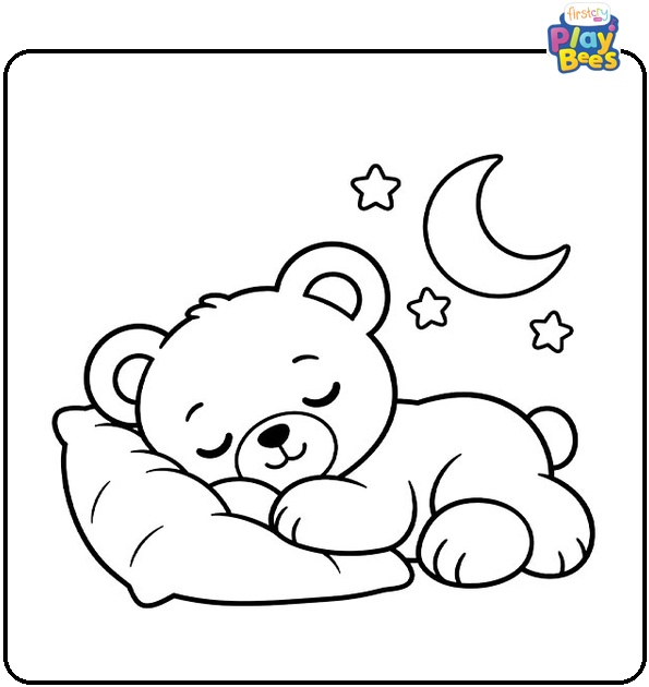 Sleeping Teddy Bear Coloring Page