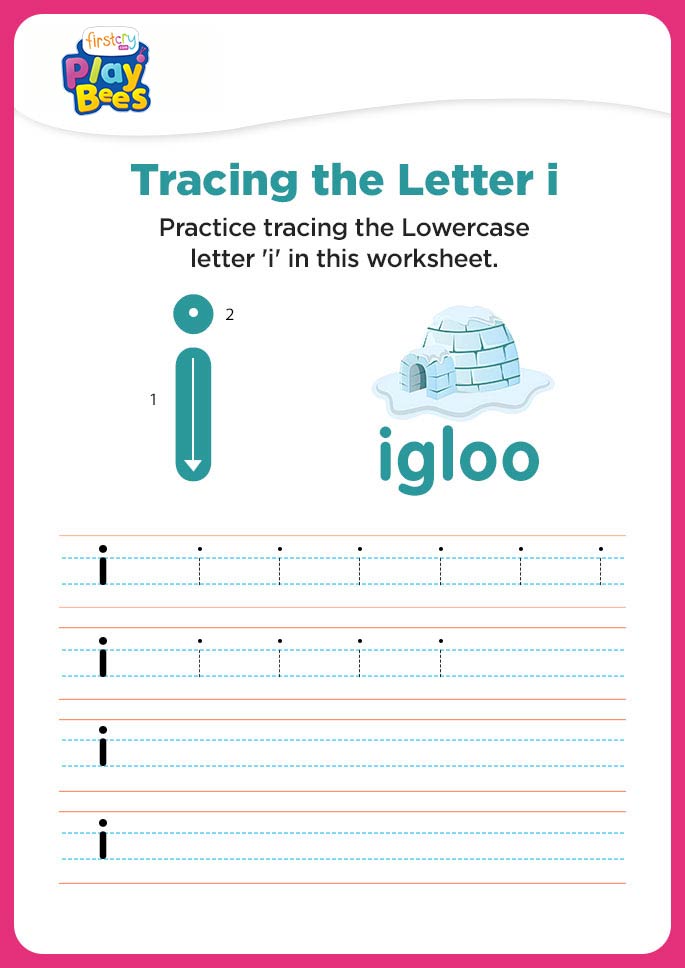Small Letter i tracing worksheet