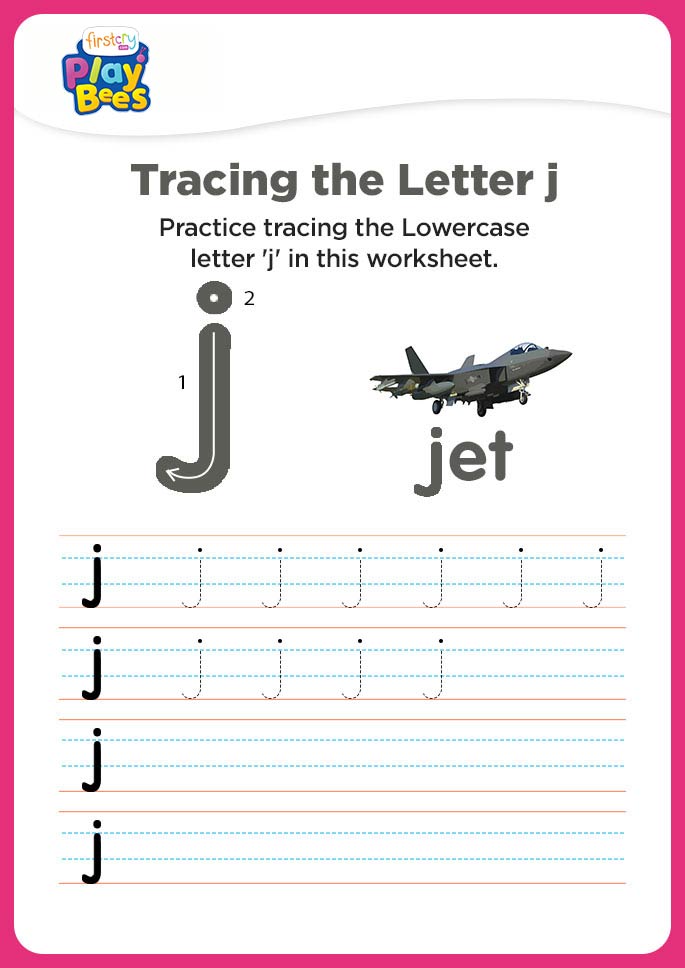 Small Letter j practice worksheet