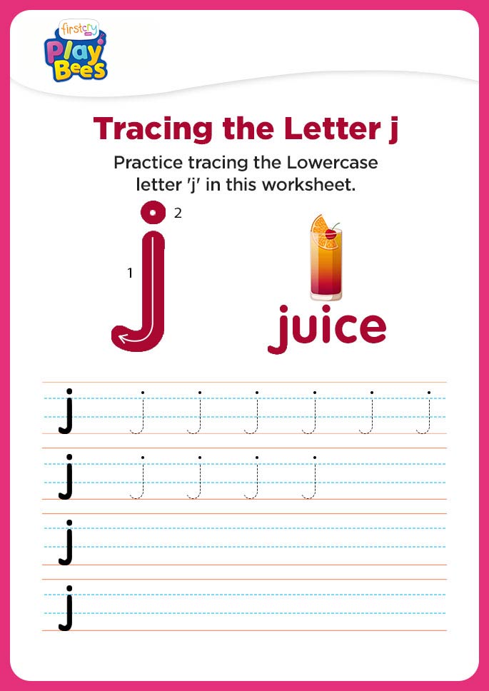 Small Letter j printable worksheet