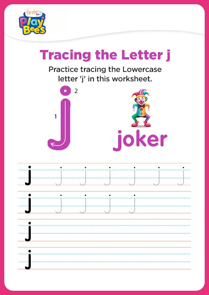 Small Letter j recognition worksheet
