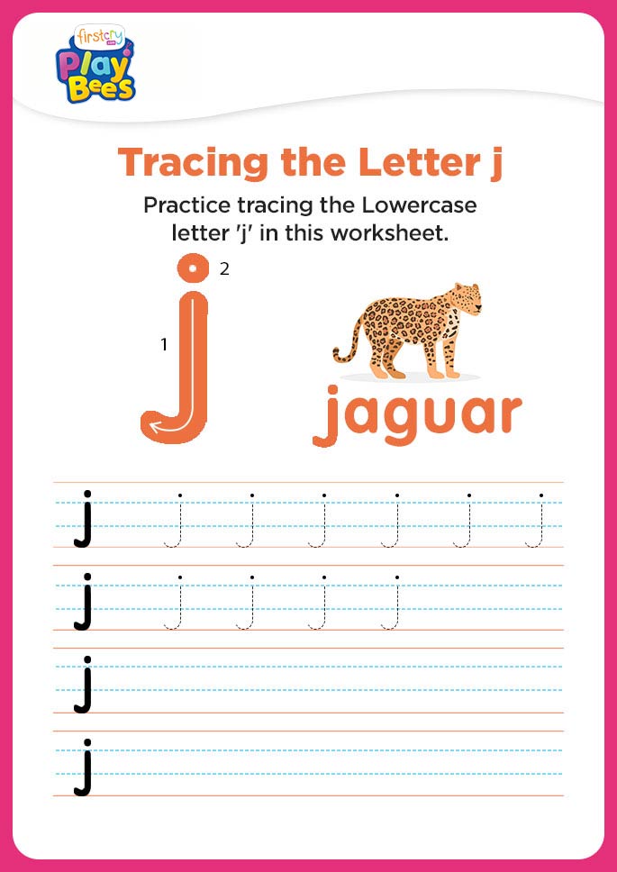Small Letter j tracing worksheet