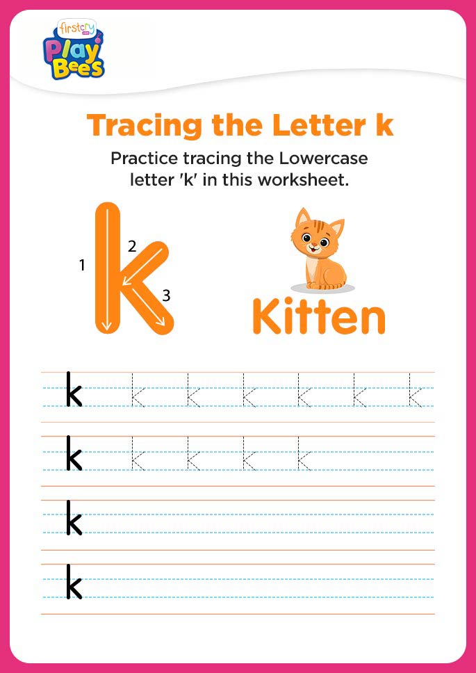 Small Letter k practice worksheet