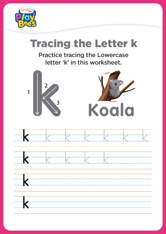 Small Letter k printable worksheet