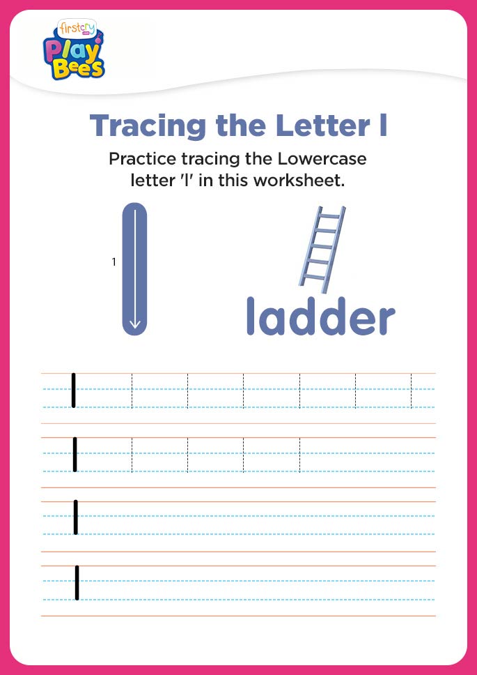 Small Letter l tracing worksheet