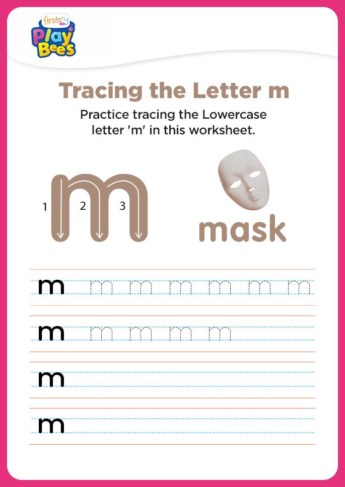 Small Letter m tracing worksheet
