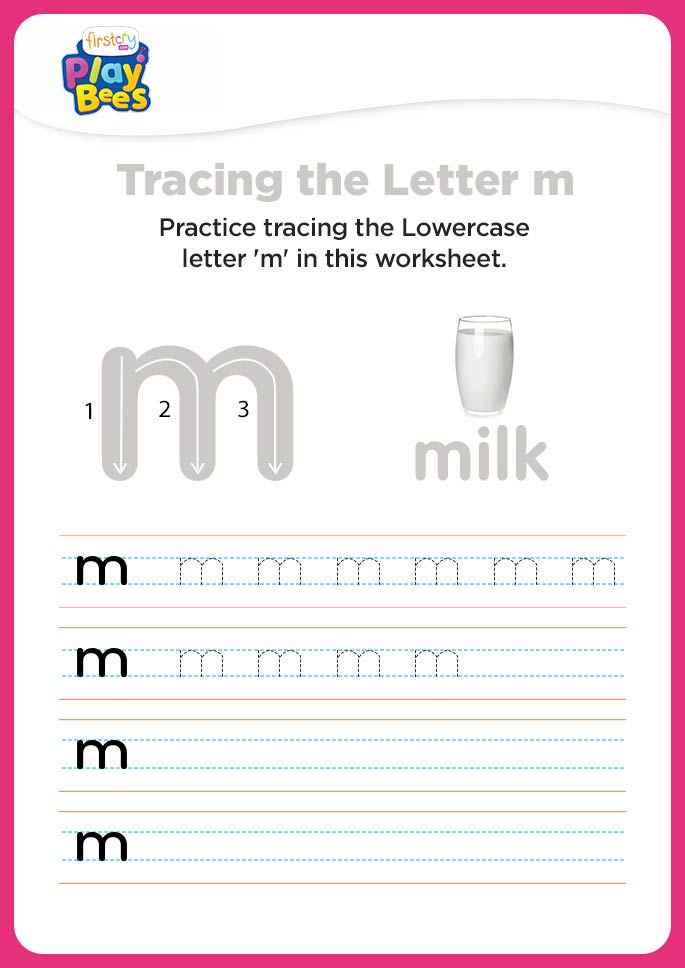 Small Letter m writing worksheet