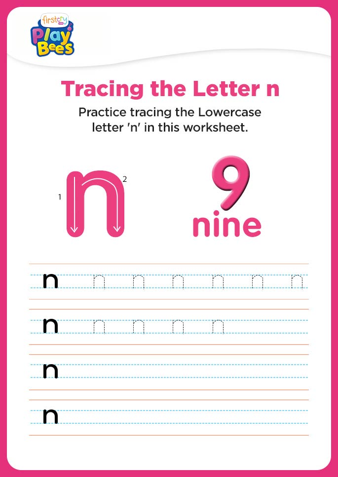 Small Letter n practice worksheet
