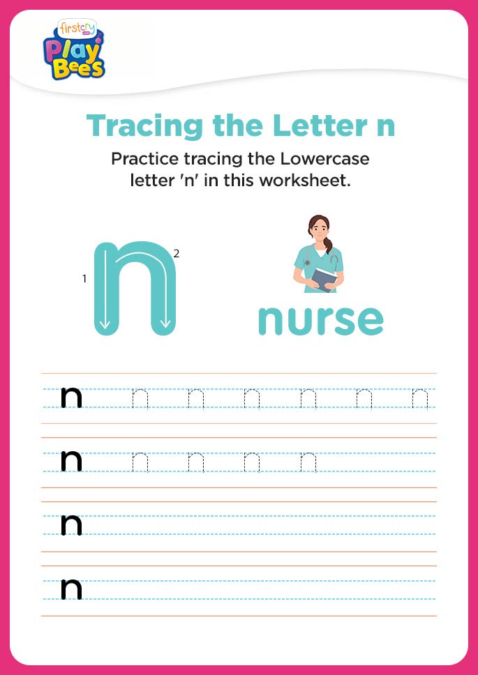Small Letter n printable worksheet