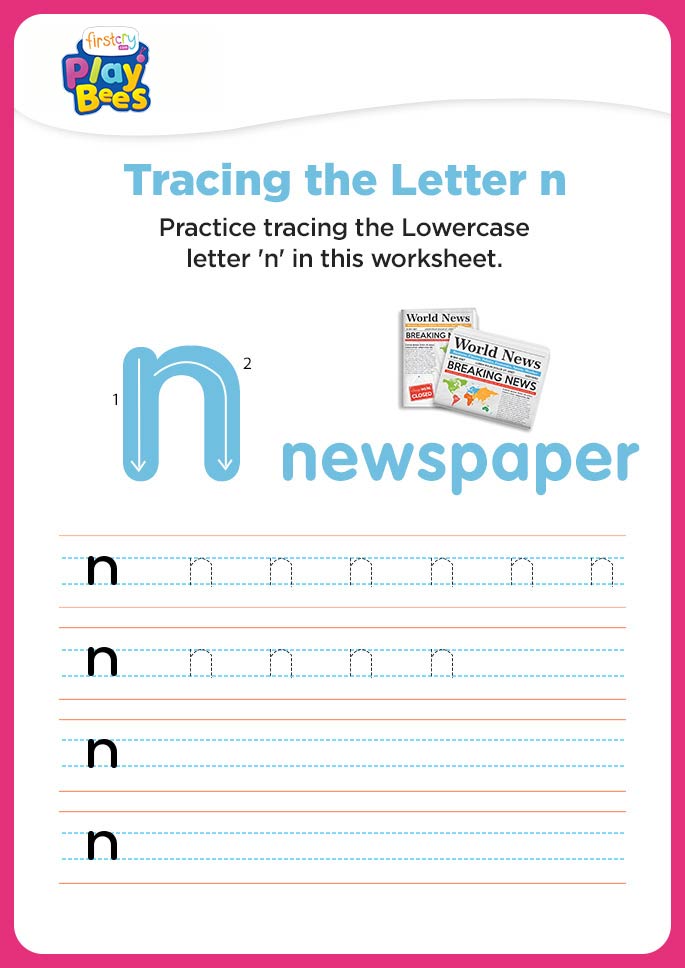 Small Letter n writing worksheet