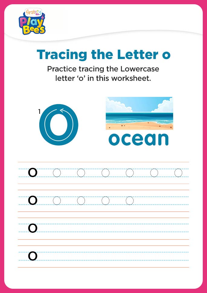 Small Letter o tracing worksheet