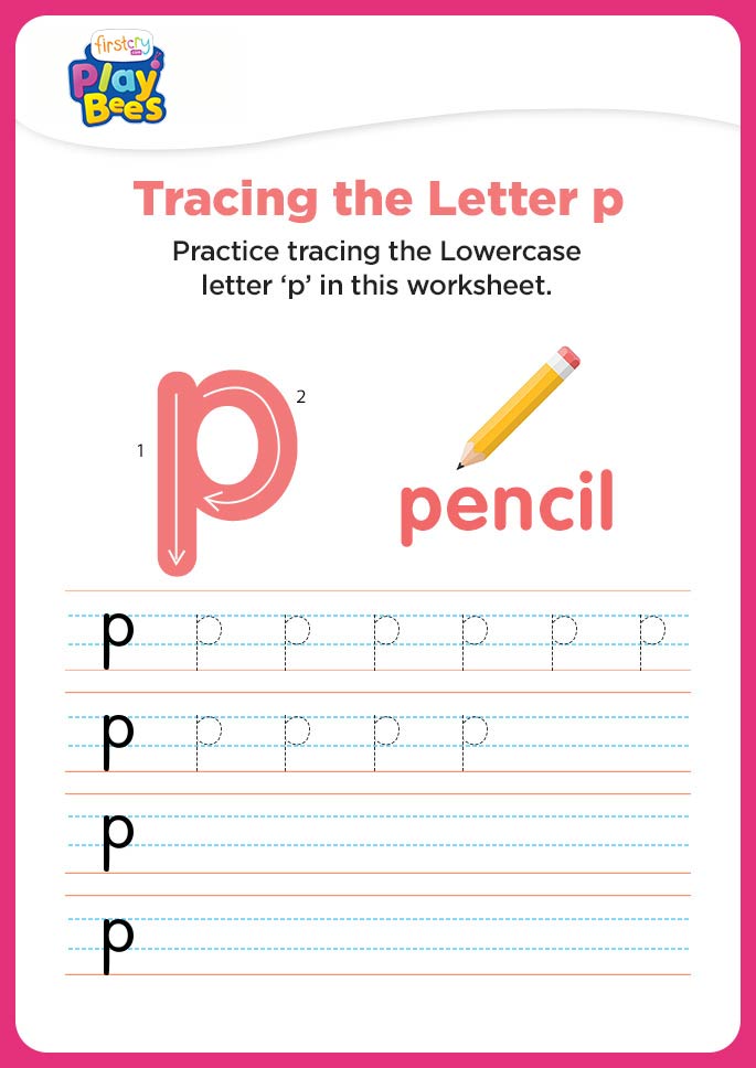 Small Letter p practice worksheet