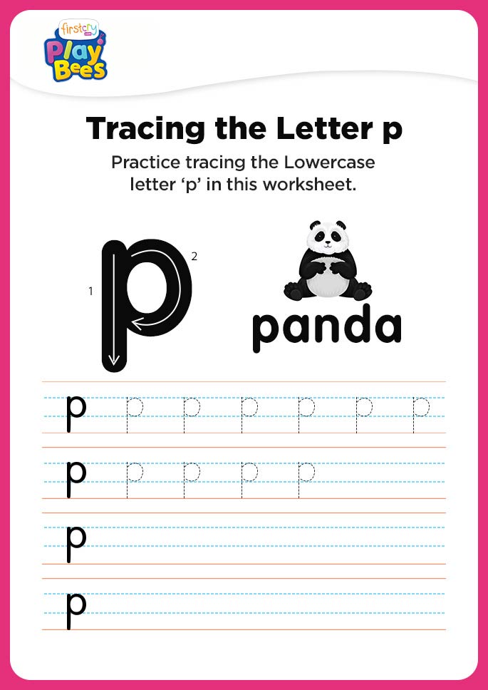 Small Letter p tracing worksheet