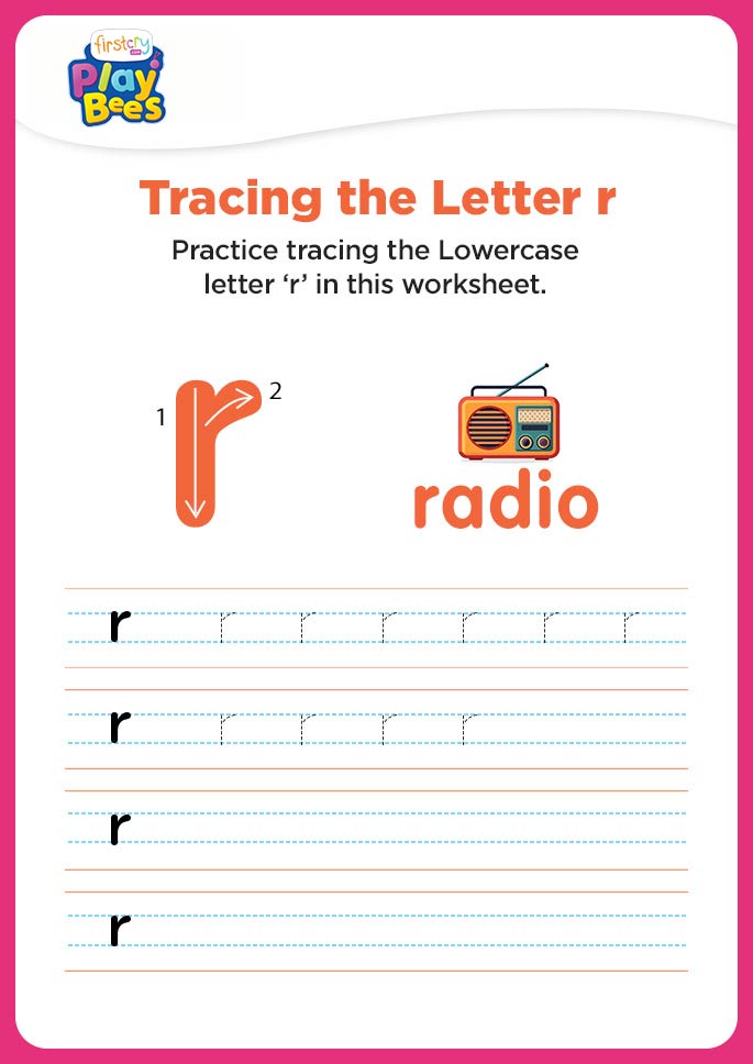 Small Letter r tracing worksheet