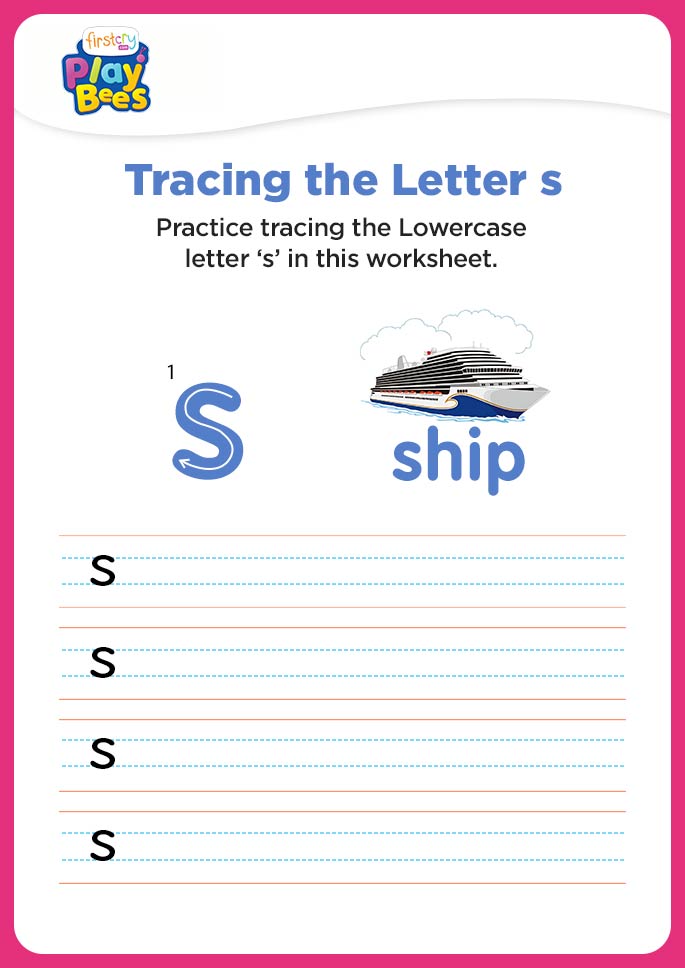 Small Letter s practice worksheet