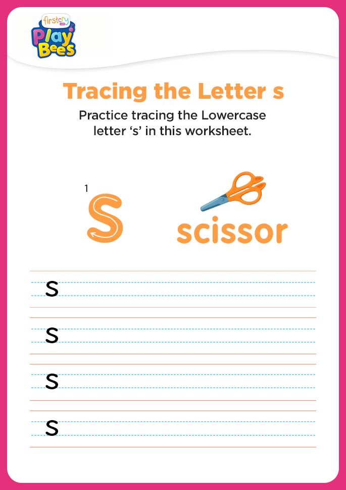 Small Letter s tracing worksheet