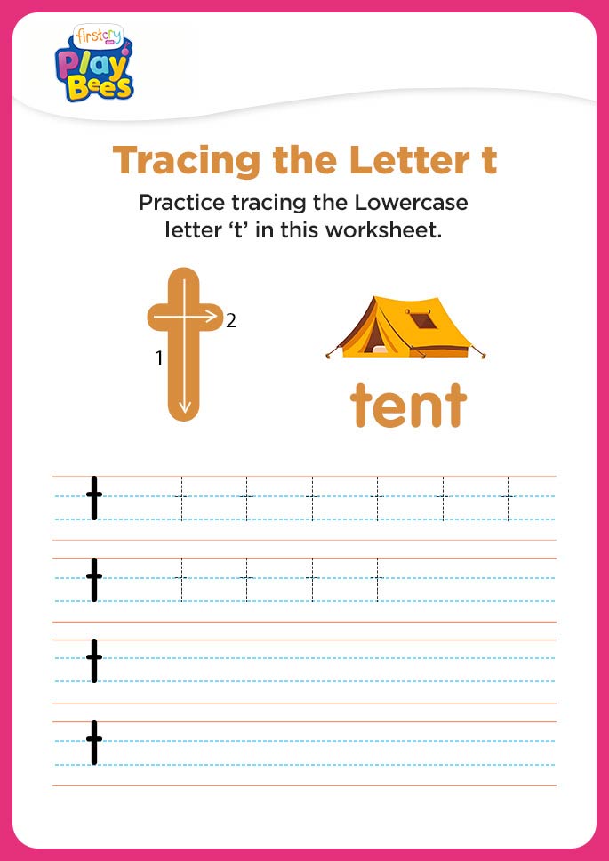 Small Letter t practice worksheet