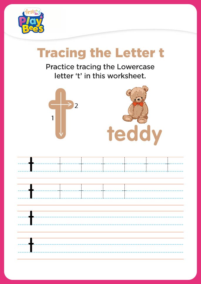 Small Letter t tracing worksheet