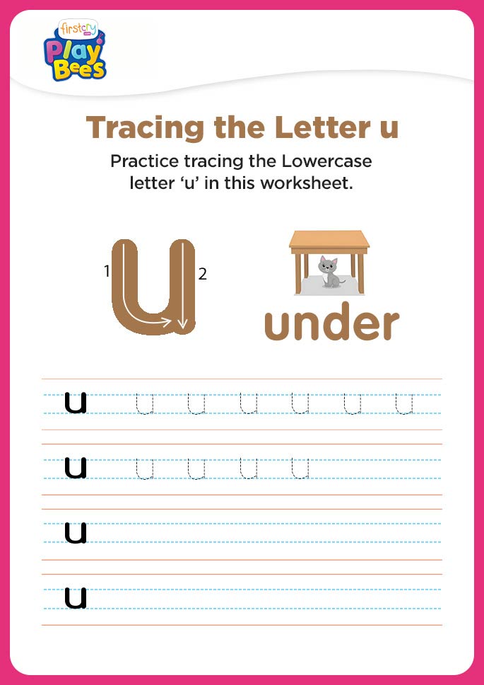 Small Letter u practice worksheet