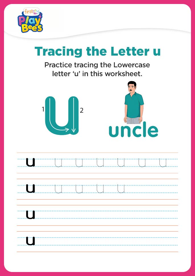 Small Letter u writing worksheet