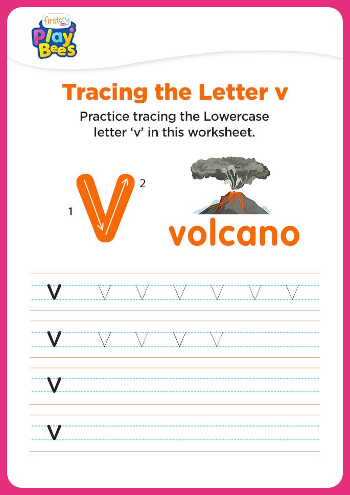 Small Letter v practice worksheet
