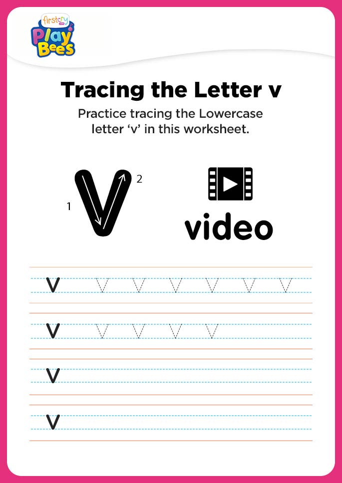 Small Letter v tracing worksheet