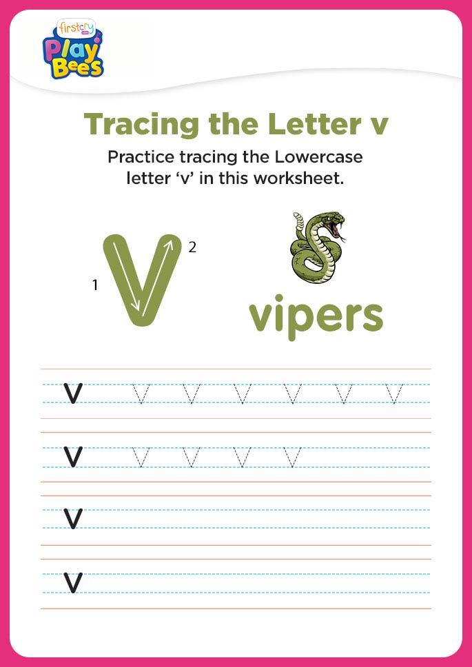 Small Letter v writing worksheet