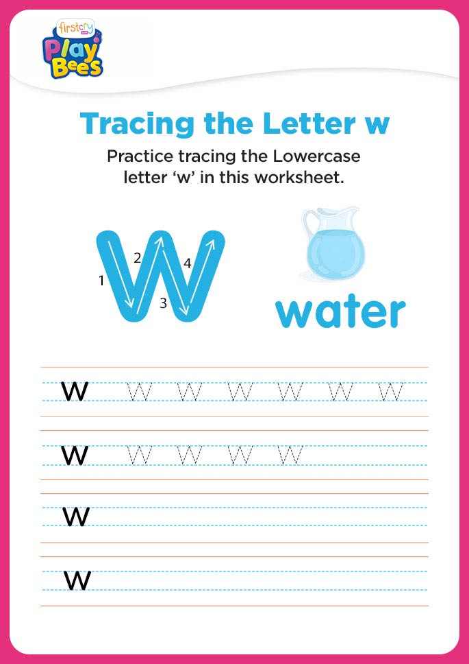Small Letter w practice worksheet