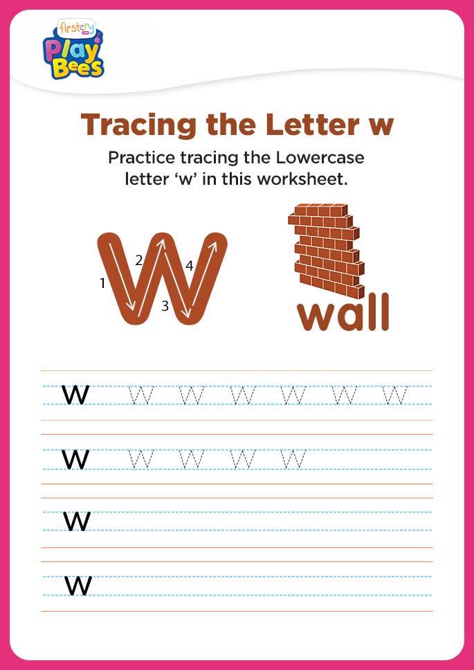 Small Letter w tracing worksheet