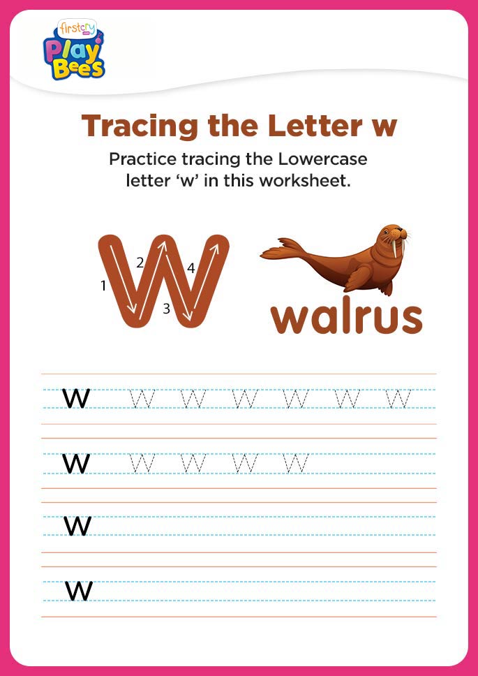 Small Letter w writing worksheet