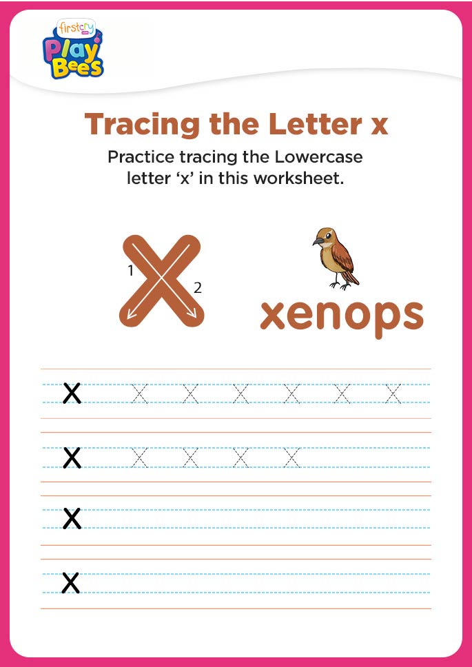Small Letter x practice worksheet
