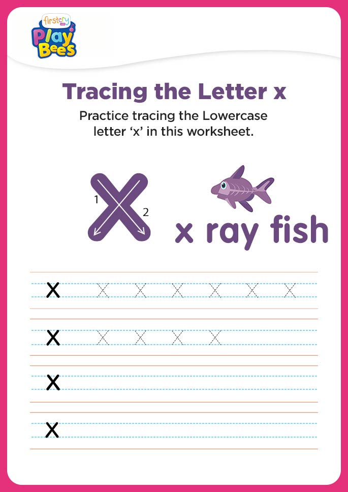 Small Letter x tracing worksheet