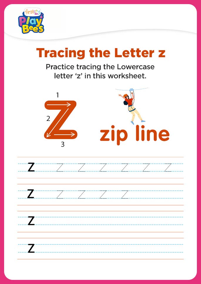 Small Letter z practice worksheet
