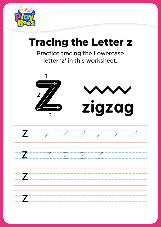 Small Letter z writing worksheet