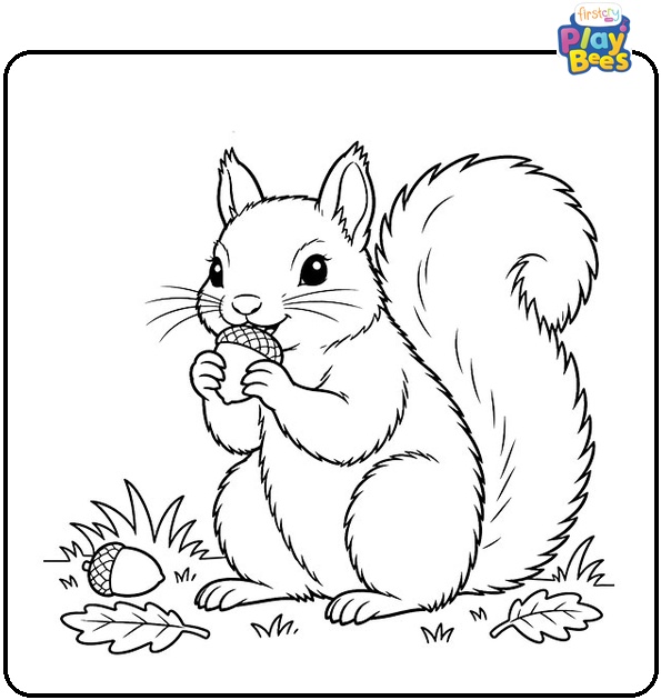 Squirrel Eating an Acorn Coloring Page