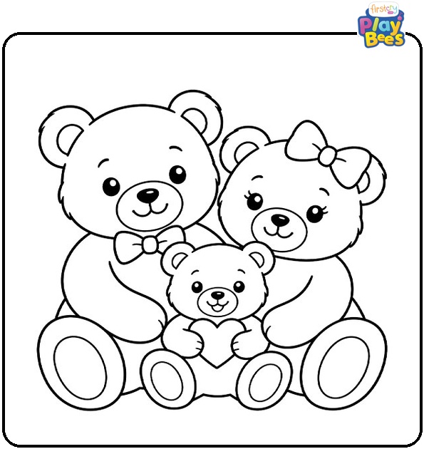 Teddy Bear Family Coloring Page